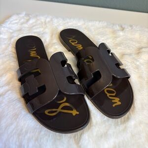 Sam Edelman Bay Jelly Flat Sandal Café Noir Size 6
